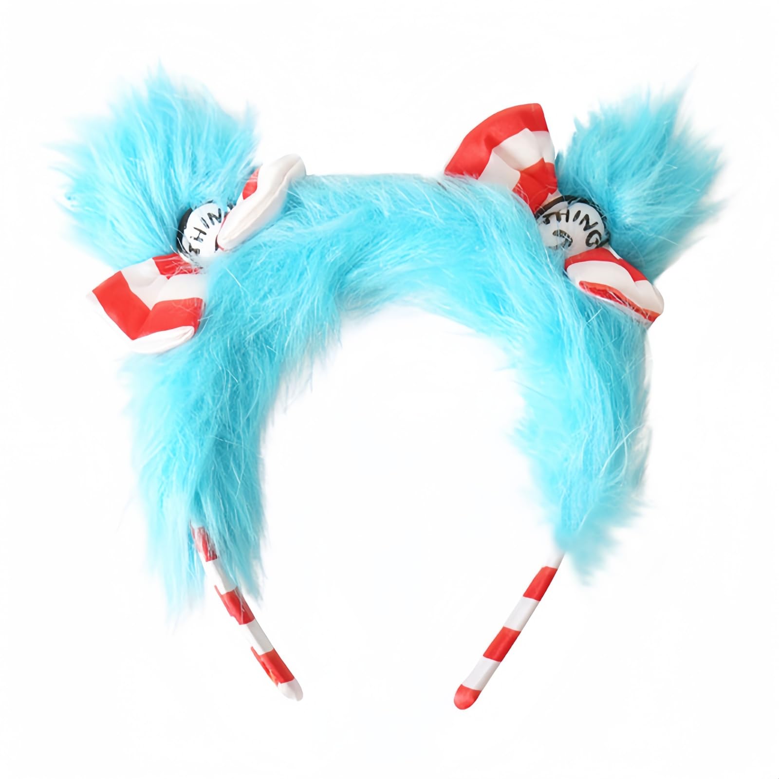 HIPIHOMBlue Fuzzy Headband with Red Bow Blue Hairband Costume Accessory Theme Party Costume Headbands