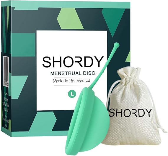 SHORDY Reusable Menstrual Disc (Large), 100% Medical-Grade Silicone, Flexible & Leak-Free Period Disc, Eco Friendly Feminine Hygiene & Care | Tampons, Pads & Cups Alternative (Green)