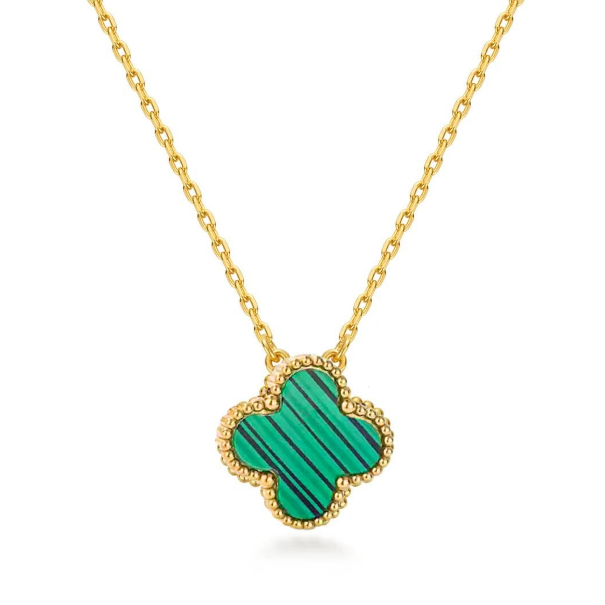SALVE Green Clover Van Cleef Inspired Flower Pendant Necklace for Women Stylish | Pendant for Girls Aesthetic Jewellery Locket for Women Accessories | Clover Necklace Stainless Steel Chain for Women (B0DGX8GYWR) Amazon Price History, Amazon Price Tracker