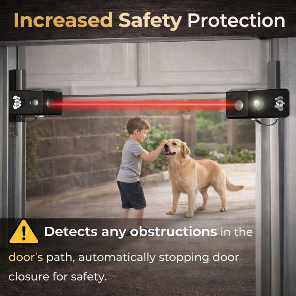 Garage Door Safety Sensor Infrared Sensor Kit Compatible with Chamberlain Sears Raynor Easy to Install Durable ABS Material DC56V