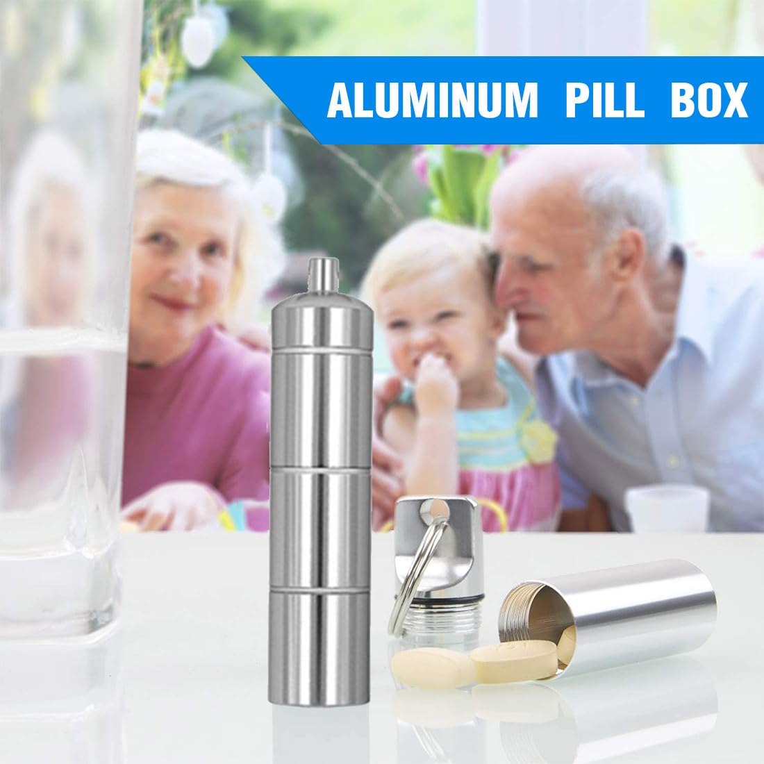 Pastillero para llaves 3 compartimentos impermeable aluminio 2 unidades