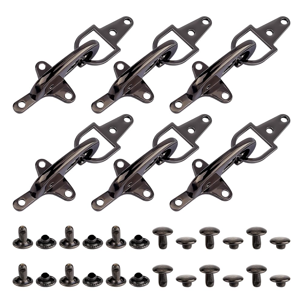 BENECREAT 6Pcs Metal Interlocking Toggle Closure Buckle, 95mm/3.74inch long Alloy Buckle Lobster Clasp, Buckle Accessories for Coat Jacket and Windbreaker Sewing Projects, Gunmetal