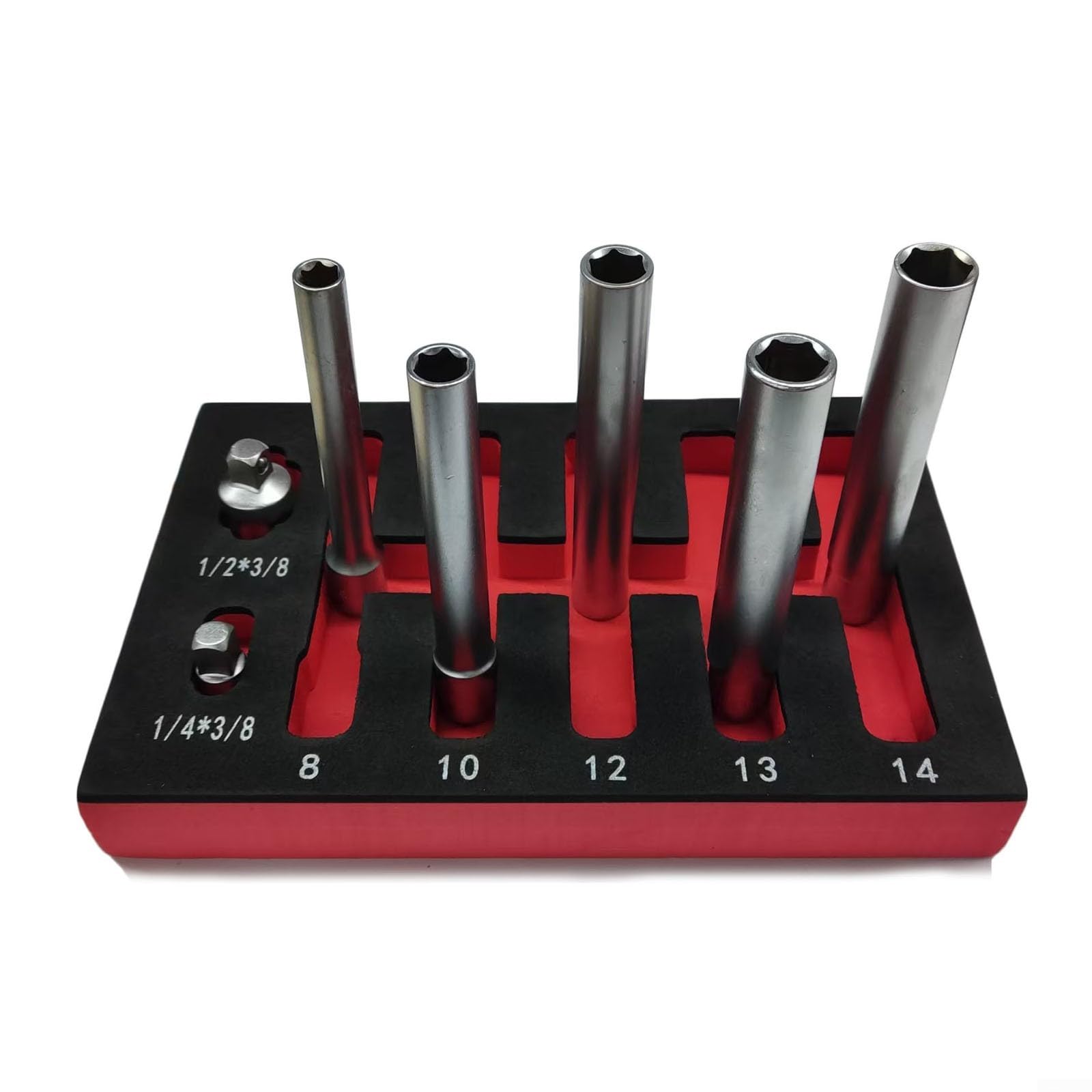 Juego de llaves de vaso de 120 mm, resistente, adaptador de enchufe de 3/8, acero al cromo vanadio para tuercas de rueda, equipo de garaje, 5 piezas (12 puntos)