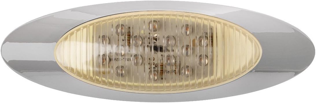 Gеt Chеар Prісе Partsam 10x 6.5 Led Marker Light 16LED Clear/Amber Chrome Replacement for Peterbilt 379, Oval Sealed Side Fender Cab Panel Roof Running Marker Clearance Lights Compatible with Kenworth/Freightliner