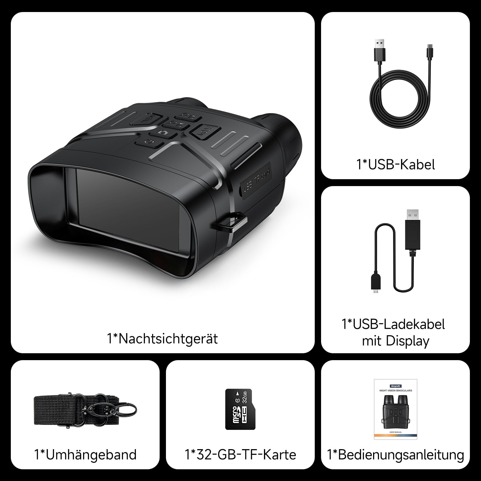 Jumelle Vision Nocturne Relassy 4K HD Lunette Vision Nocturne Infrarouge 4000mAh Rechargeable Jumelle Nocturne Zoom Numérique 5X avec 32Go pour Le Chasse de Jour et de Nuit Le Camping