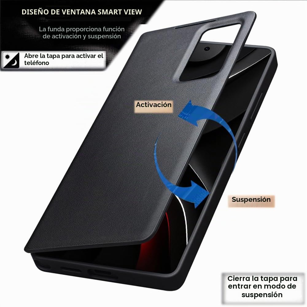 Funda Inteligente de Cuero para Samsung Galaxy S26 Ultra. Sueño/Activación Automática, Cubierta de Piel para Teléfono Móvil, Carcasa de Telefono Galaxy S 26 Ultra - Negro