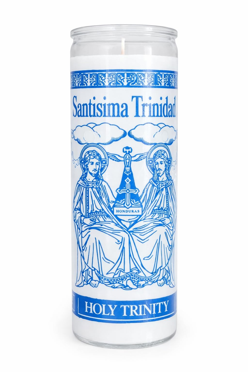 TRETOS CANDLES Heilige Dreifaltigkeit Santisima Trinidad 7-Tage-Gebetskerze, Glas, geruchlos, religiöse Kerze - Image 1