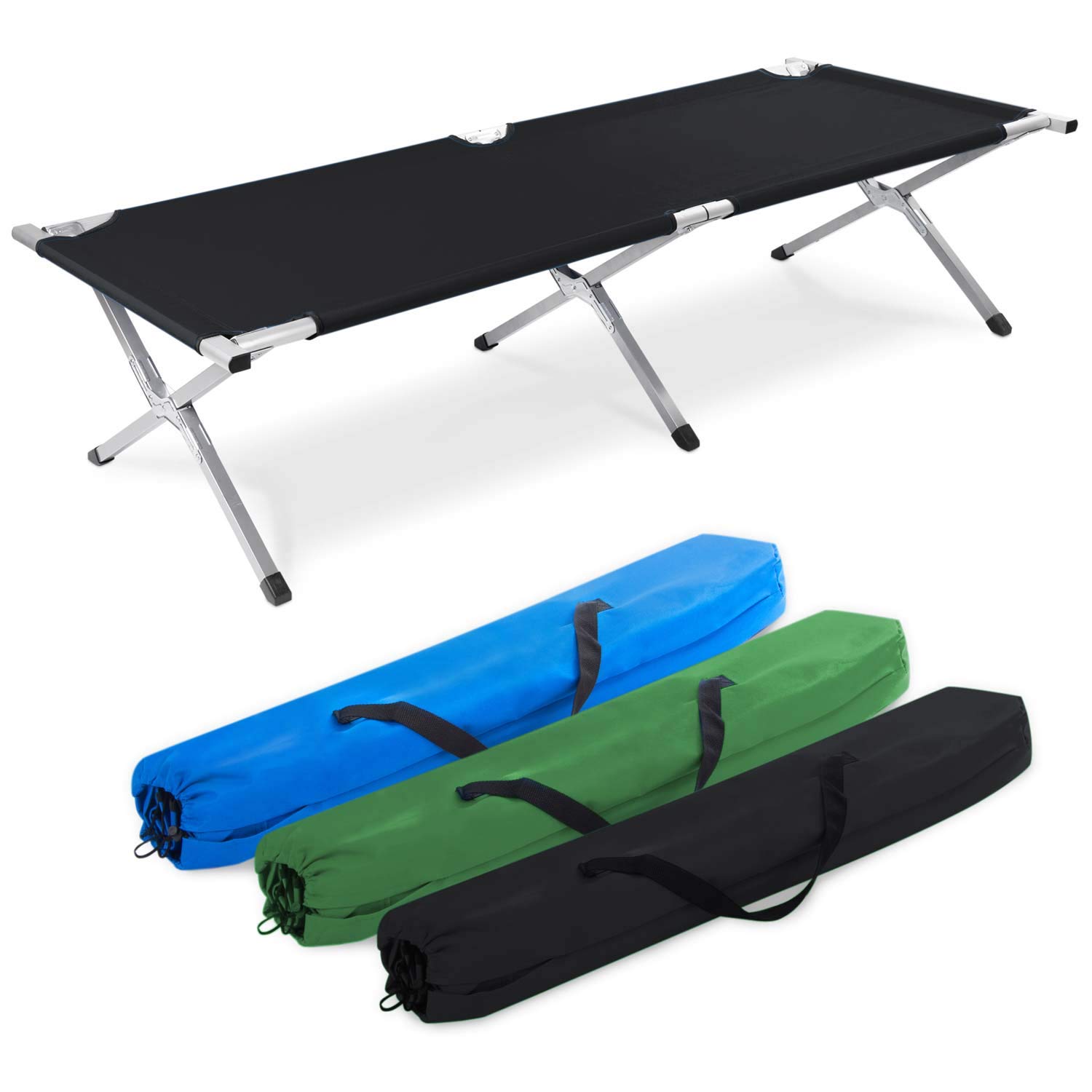 GOODS+GADGETS Faltbares Army Feldbett aus Aluminium - klappbares Campingbett & Gästebett