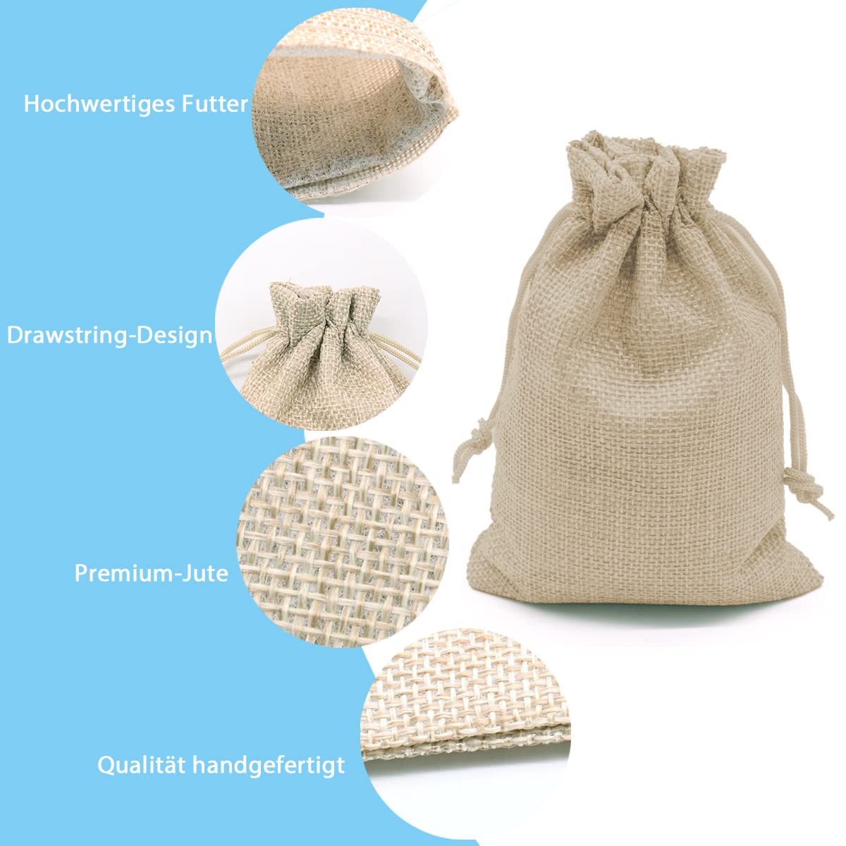 YUNSHANGHE 30 bolsas de yute, pequeñas, 10 x 15 cm, bolsa de tela de lino, para joyas con cordón, para lavanda, regalos de boda, Navidad