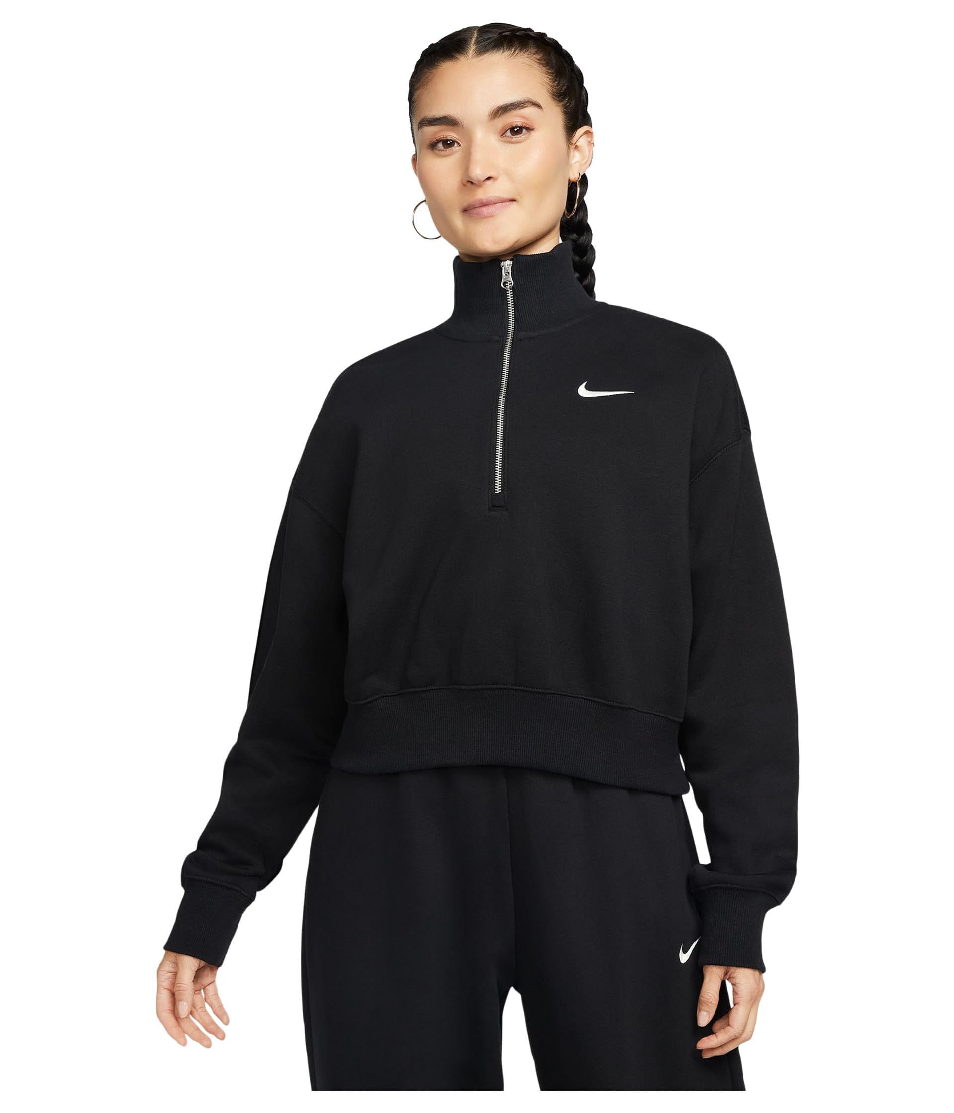 Nike Womens Phoenix Fleece Quarter Zip Crop Fleece Black, Women's size: XS, FootAsylum