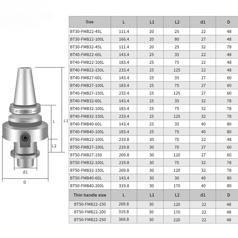 BT FMB BT30 BT40 FMB FMB22 FMB27 FMB32 Portautensili 45L 60L 100L Portautensili CNC 300R 400R Portautensili for Fresa Frontale for tornio(BT30-FMB16-60L)