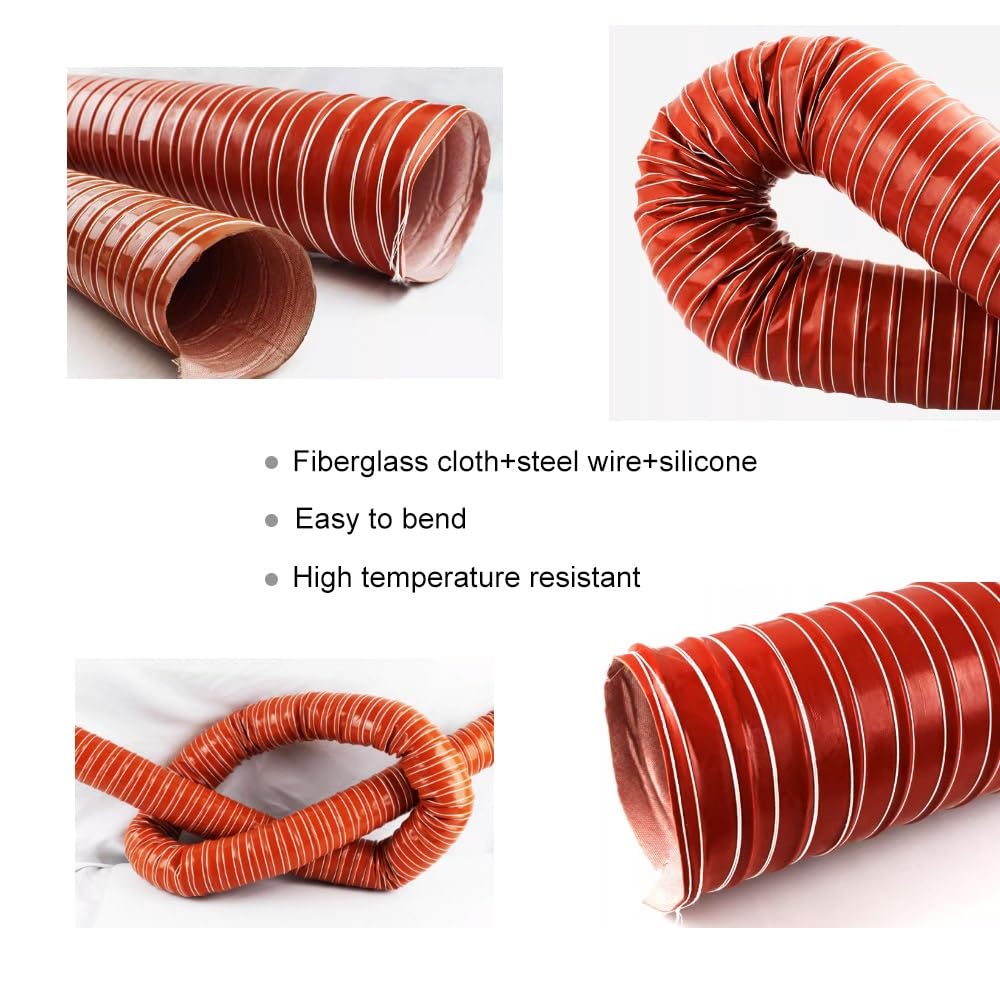 Tubo Flessibile per Condotto Aria Auto da 3,3 Piedi (200 mm) per Ventilazione di Riscaldamento, fumi industriali, Condotto di aspirazione Aria in Silicone Resistente al Calore, Soluzione Ott