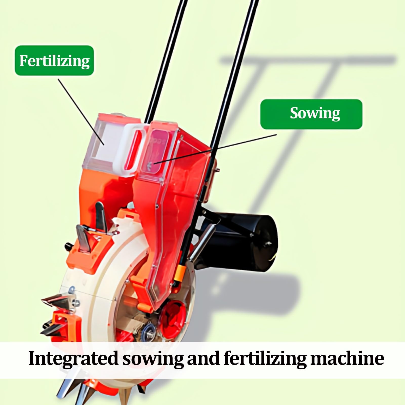 Seminatrice a Rullo Manuale, seminatrice per orto con Ruota di pressatura, spaziatura Regolabile per Semina e concimazione, per Giardino e Fattoria(7 nozzles)