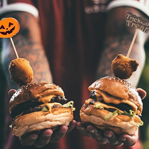 Miniatura 6 de 100 palillos de bambú para cóctel de Halloween, sombrero de araña, sombrero de araña, fantasma, truco o trato, palillos de dientes de bambú para