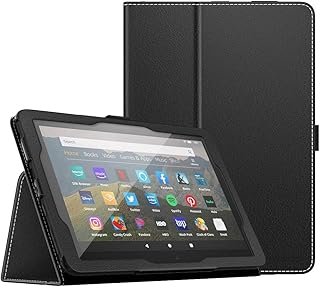 MoKo Case Fits Kindle Fire HD 8 & 8 Plus Tablet (10th Generation, 2020 Release),Slim Folding Stand Cover with Auto Wake/Sleep - BLACK