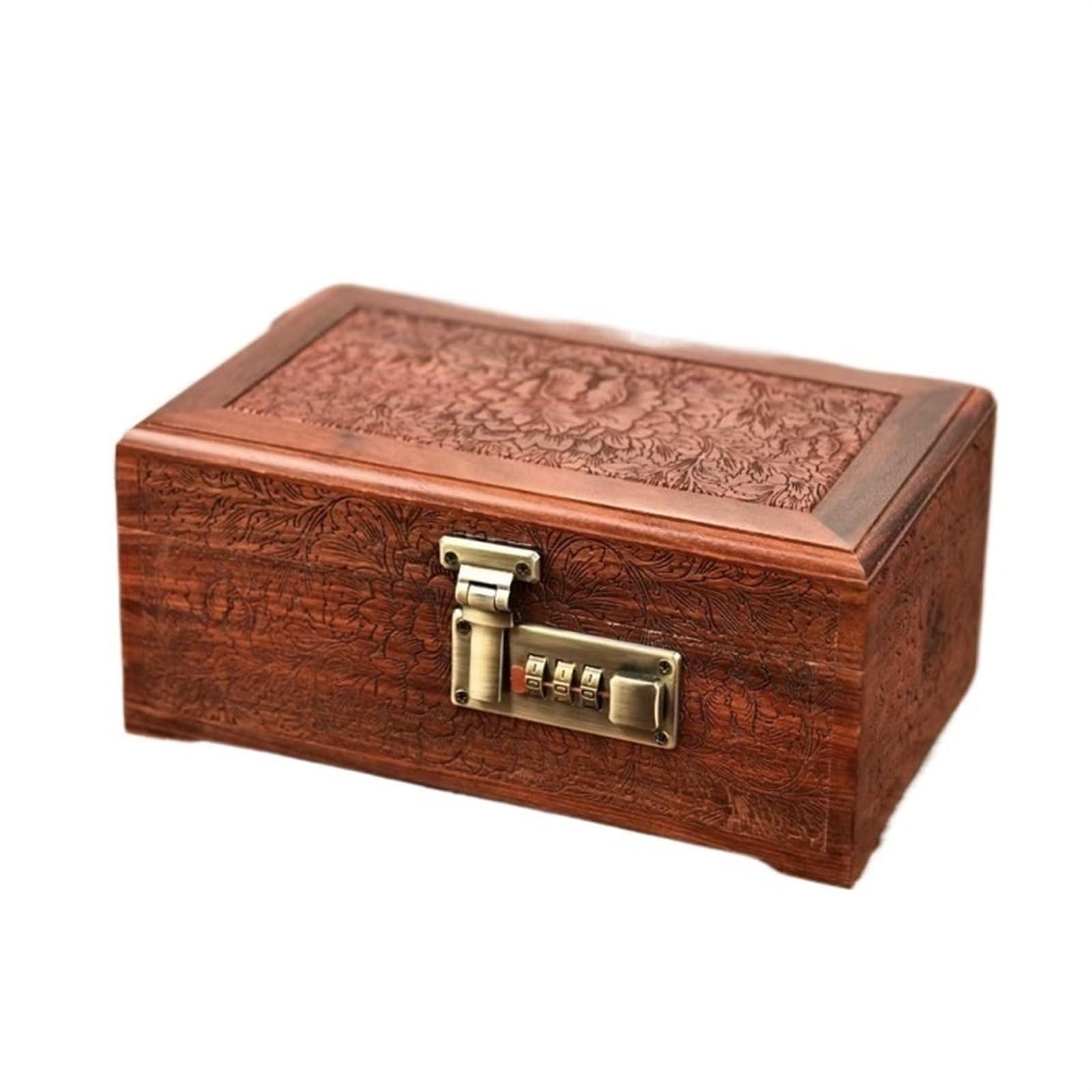 portagioie Grande portagioie in legno Scatola portaoggetti decorativa in legno | Con lucchetto a combinazione con coperchio. Cassetta portaoggetti con serratura porta gioielli