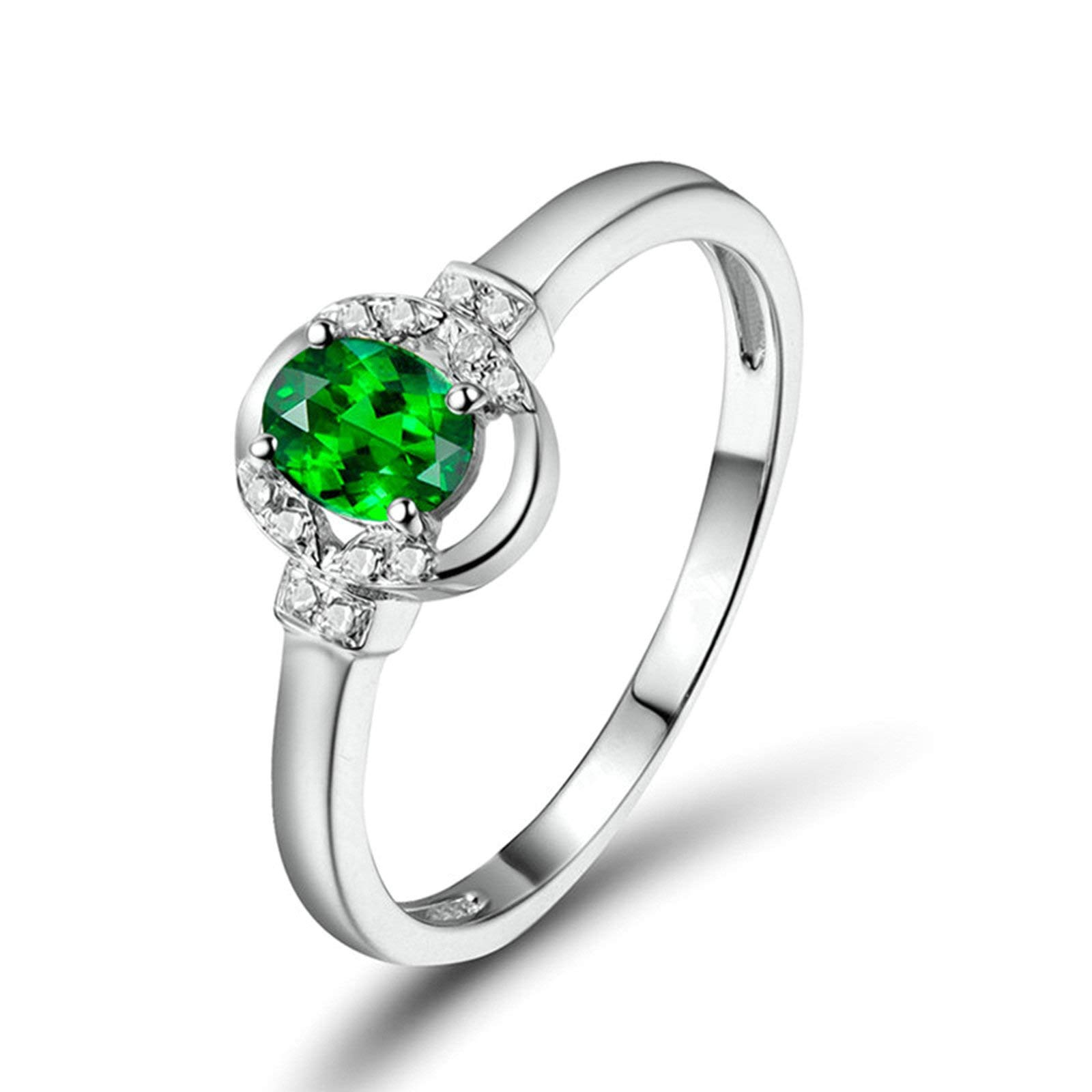 Daesar Anelli Matrimonio Oro Bianco 18K, Anello Anniversario Donna Anello Tsavorite 0.29ct Elegante Anello in Oro Bianco