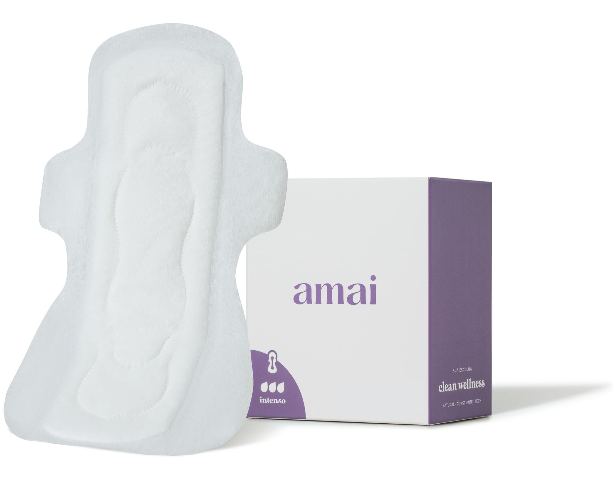 Absorvente Noturno Amai, Fluxo Intenso, Algodão Sem Químicos, Ultra Confortável,