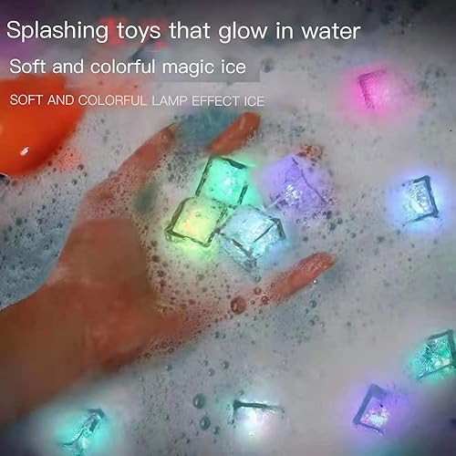 Miniatura 5 de Cubos de hielo con luz LED, paquete de 12 cubos de hielo multicolor intermitentes, reutilizables, brillantes, para bar, club, beber, fiesta, vino,