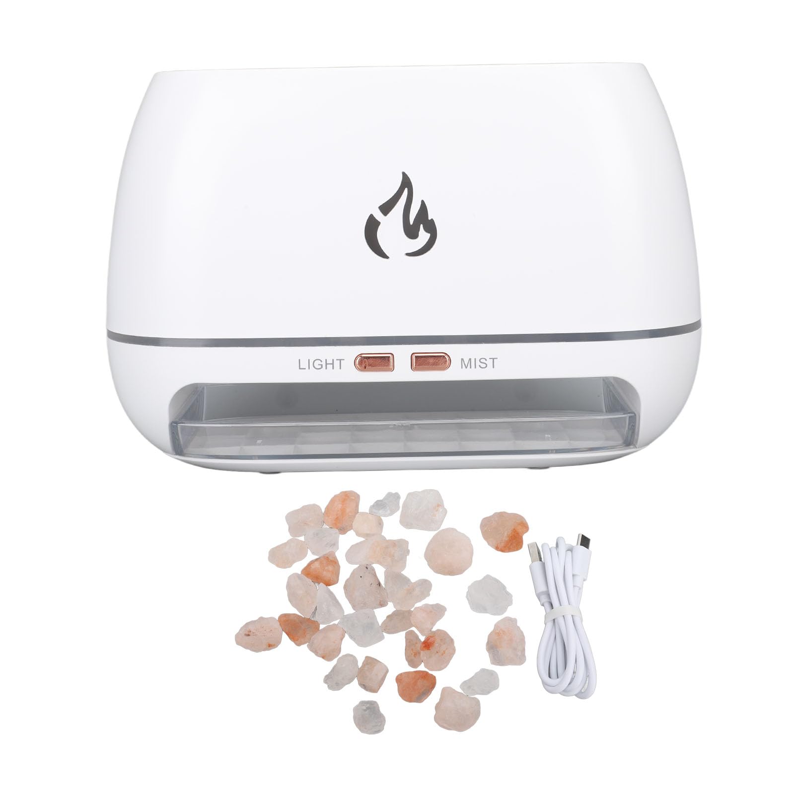 Flame Diffuser White 7 Colors Realistic Silent Operation 200ML 6W Flame Mist Humidifiers for Office Bedroom Home
