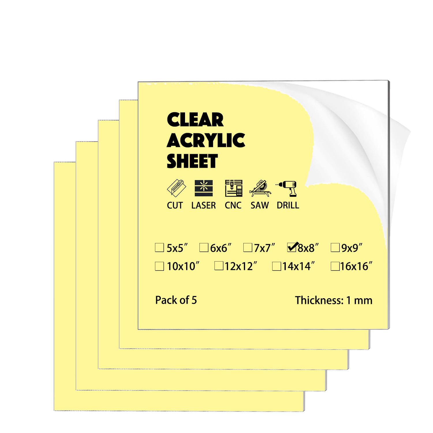 Clear Acrylic Sheets - 5 Pack for Crafts & Projects -13