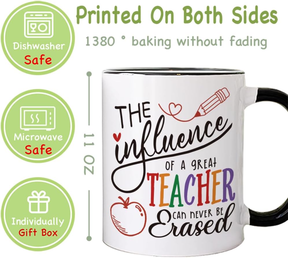 Teacher Appreciation Mug Gifts for Women, Best Teachers Thank You Gifts for Teachers' Day/Appreciation Week/Back to School/Retirement/End of Year, The Influence of A Great Teacher - Image 3