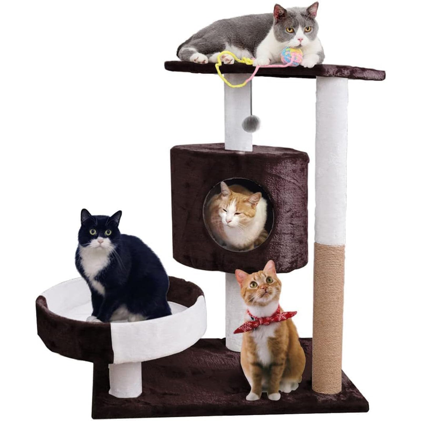 TBSITNS Cat Tree Tower，Cat Condo with Sisal Scratching Post Circular Cat Bed Activity Center, Small Cat Climbing Rack and Rest Place for Indoor Cat 55X52X33cm (Coffee)