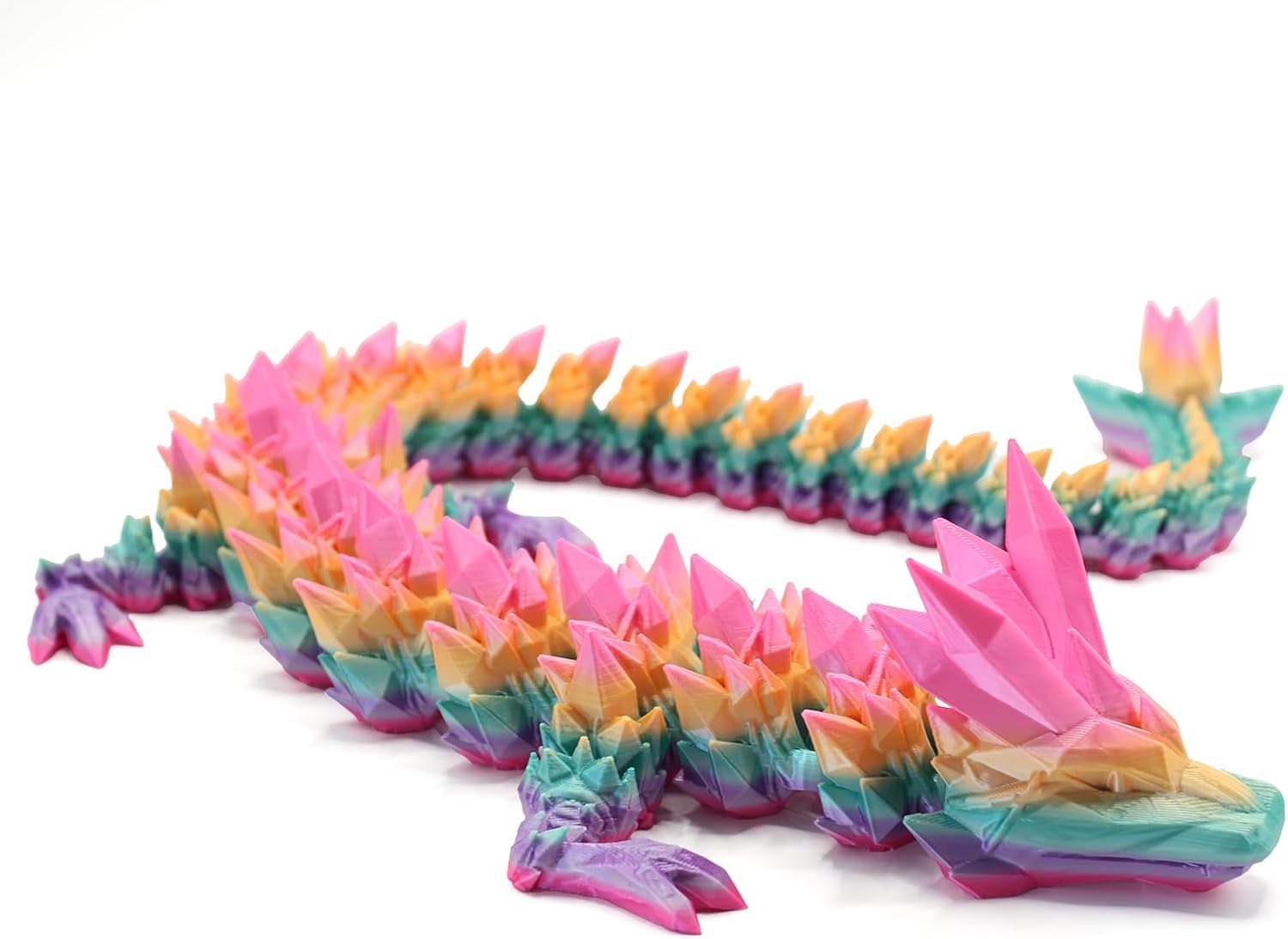 24" 3D Printed Dragon, Large Articulated Crystal Dragon Toys, Big 3D Printed Animals ADHD Fidget Toy Gifts for Desk Decor, Perfect Desk Pet for Animal Collectors