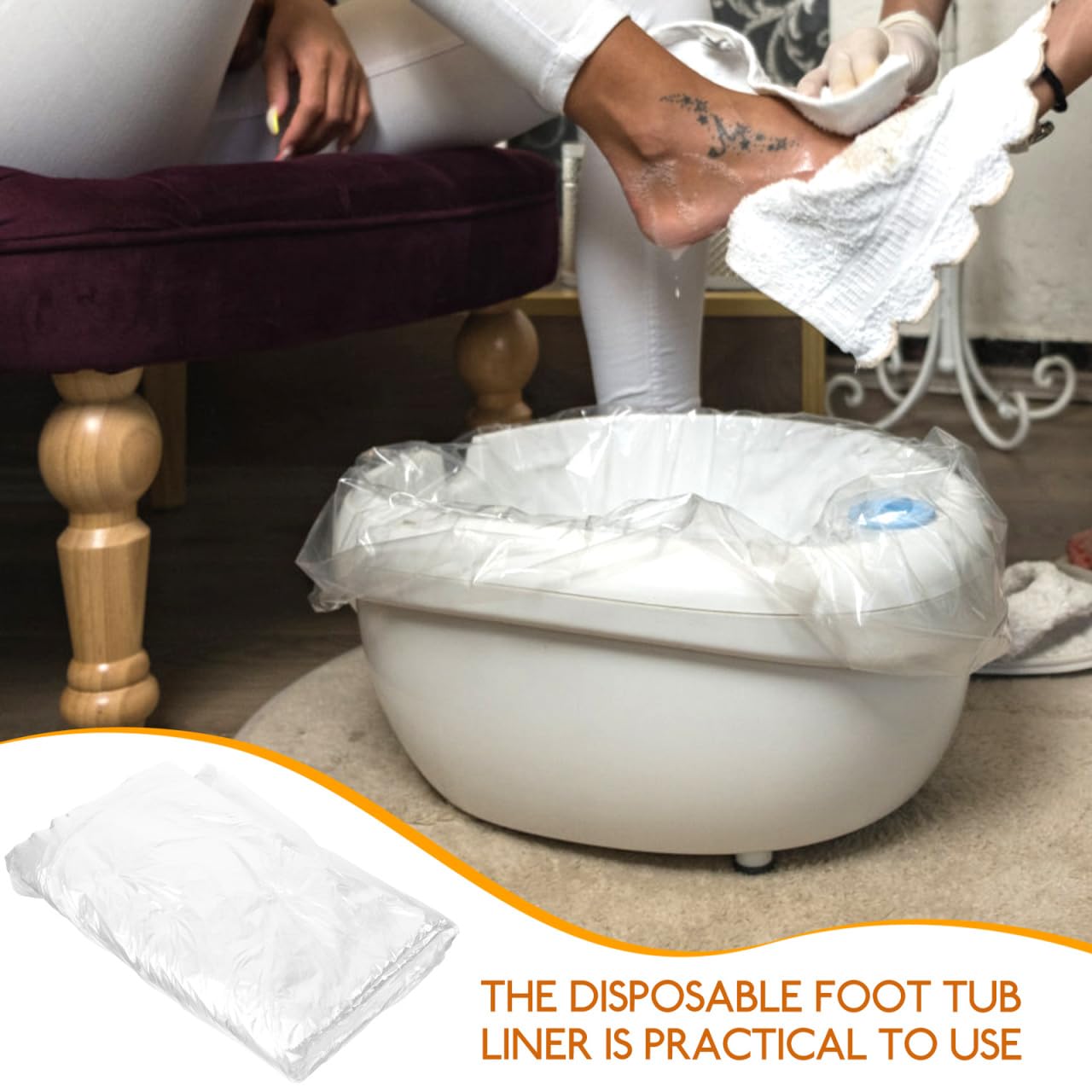 SOIMISS 80 Bolsas Desechables Para Baños De Pies Revestimientos Plásticos Para Pedicura 25.59x21.65 Pulgadas