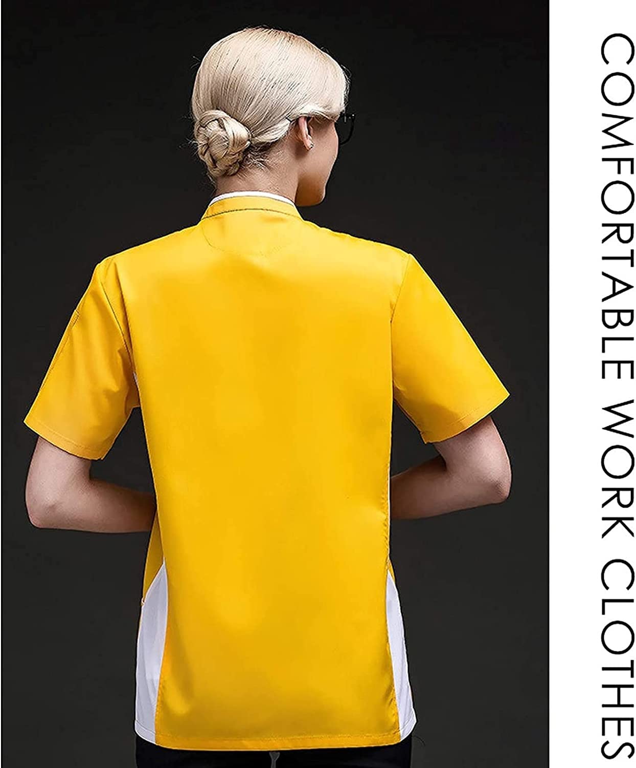 Uniforme eleganti per uomo e donna, unisex, a maniche corte, per ristorante, chef, cucina, da lavoro, a due file, per sushi, panetteria, caffetteria, cameriere, catering, servizio