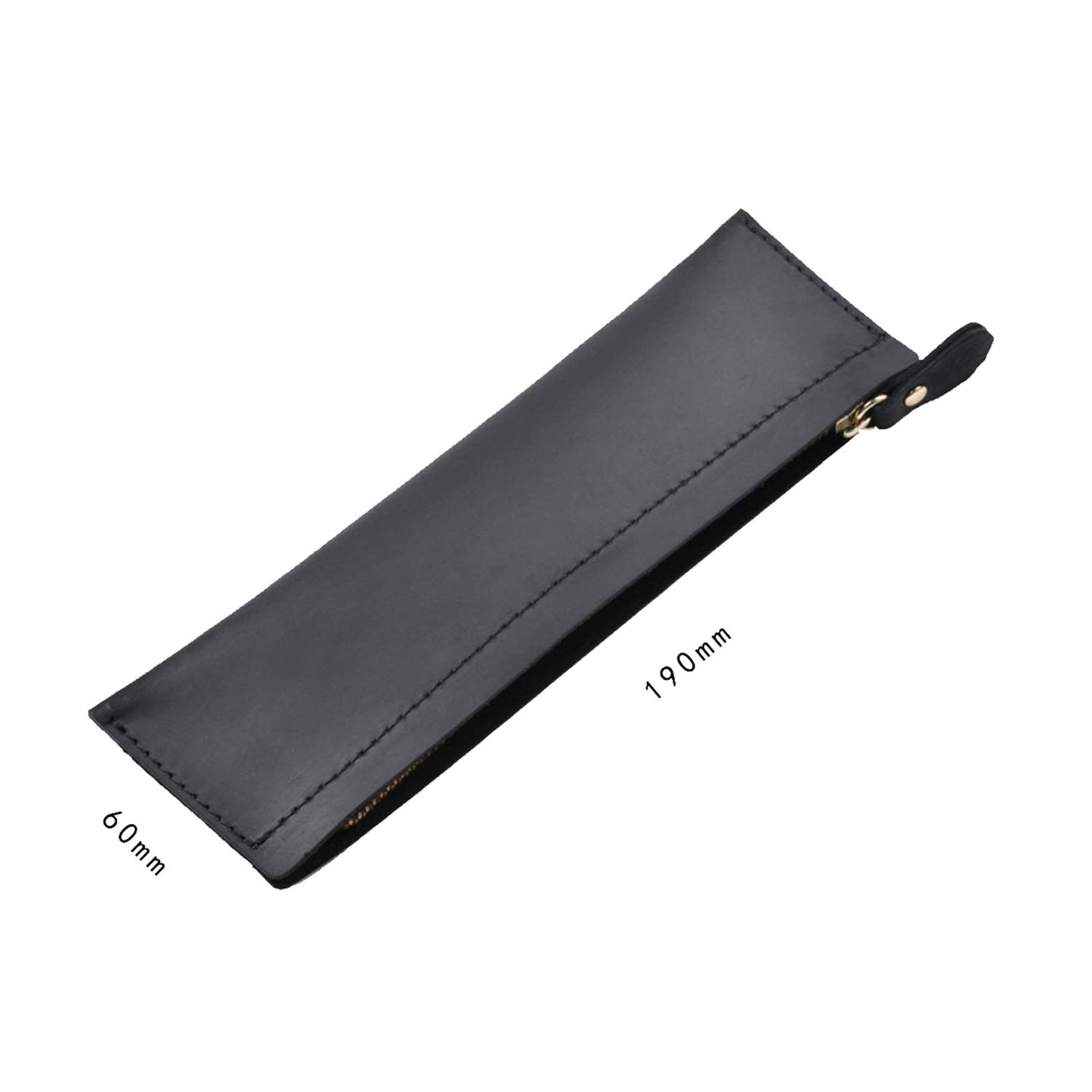 Astuccio in pelle, astuccio piccolo, Astuccio in pelle con cerniera for cancelleria ufficio multicolore 190x60mm(Noir)