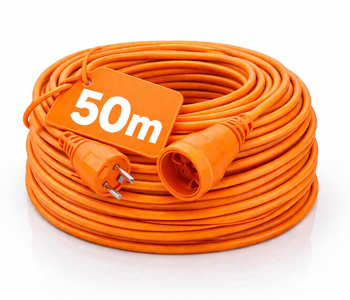 Verlängerungskabel 50m 220–240V, 10A, Robustes Stromkabel für Garten, Baustelle, Werkstatt und Camping, extra Lange Reichweite, Flexible PVC-Isolierung