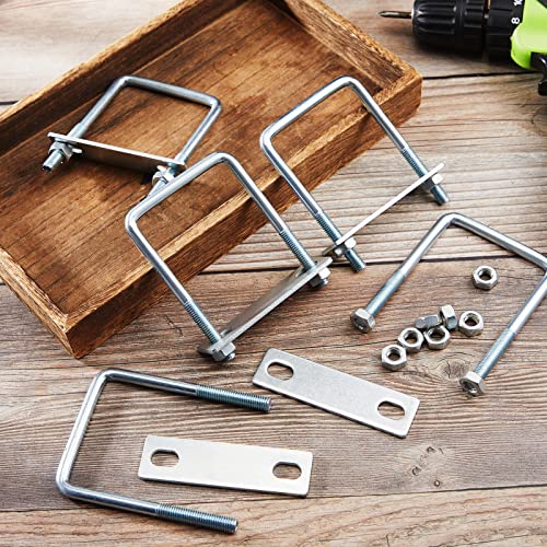 12 Sets Square U Bolt In Zinc M8 X 100 Mm Zn Inner Width U Bolts Square Tube Clamps Industrial And Scientific Supplies For Boat Trailer Tube, Pipe, Rectangular Wood, Metal Objects, Silver #TOP6