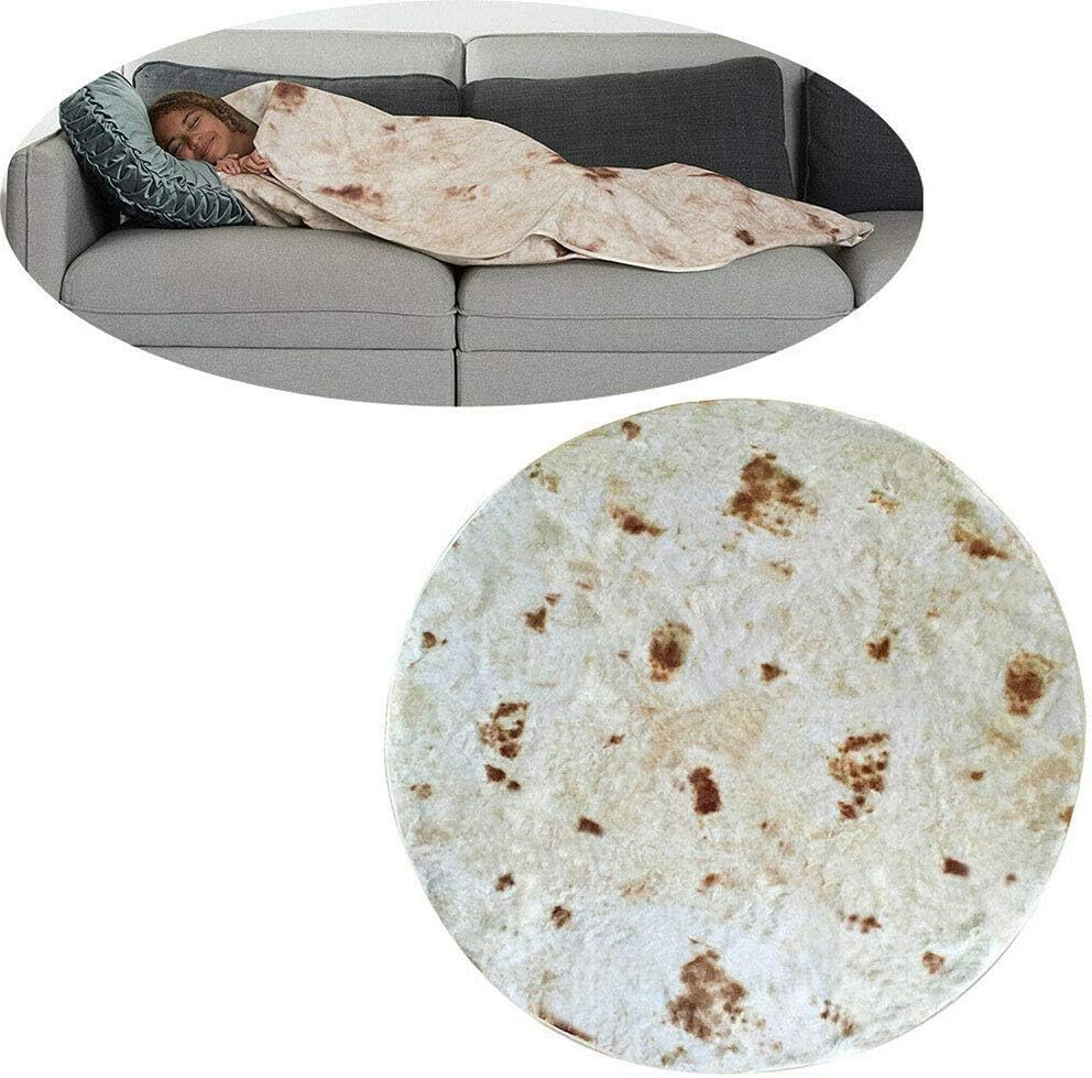Hamkaw Burrito Blanket, (Upgraded Flannel) Burrito Wrap Throw Blanket - Mexico Extra Large Pizza Novelty Human Tortilla Blanket Round Shape for Adult & Kids (6 Ft) (5 Ft, Upgraded Flannel)