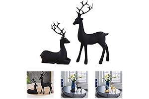2 PCS Black Reindeer Figurines for Tabletop, Christmas Decoration