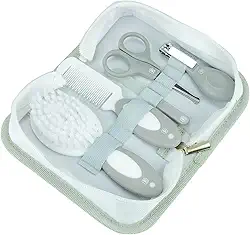 Pimpolho Kit Cuidados Com O Bebê 5 Peças + Necessaire: Tesoura Cortador Lixa De Unha Pente E Escova - Unissex
