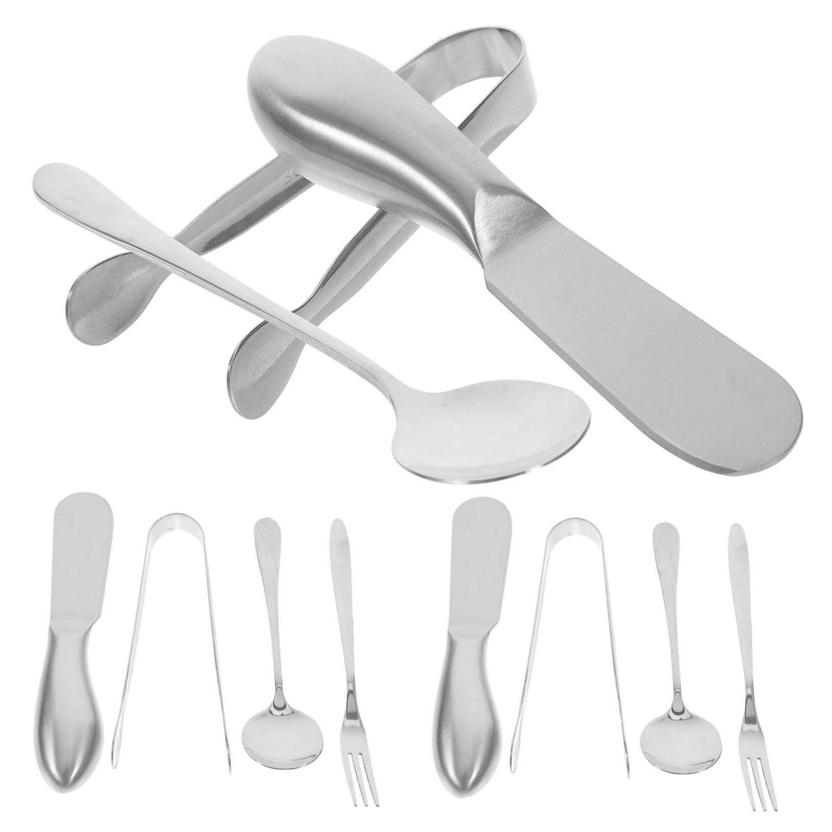 FUNOMOCYA 14pc Cheese Knife Fork Spoon Set Cheese Board Accessories Serving Utensils for Stainless Steel Charcuterie Forks Spoons
