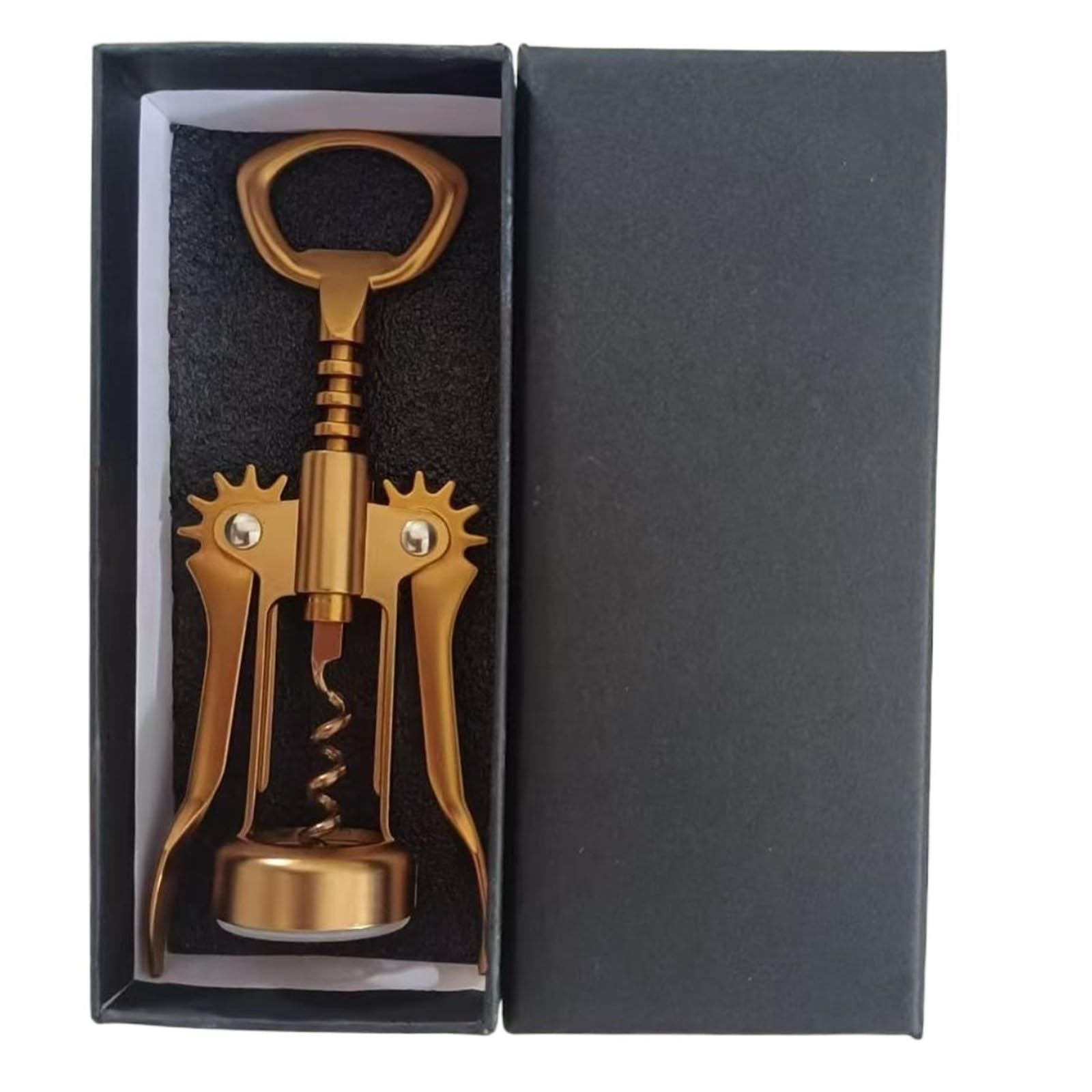 Weinöffner-Korkenzieher in Dunkelgold aus Zinklegierung, Küchenaccessoire, DIY-Geschenk for den/die Liebste/n(Blue Gift Package)