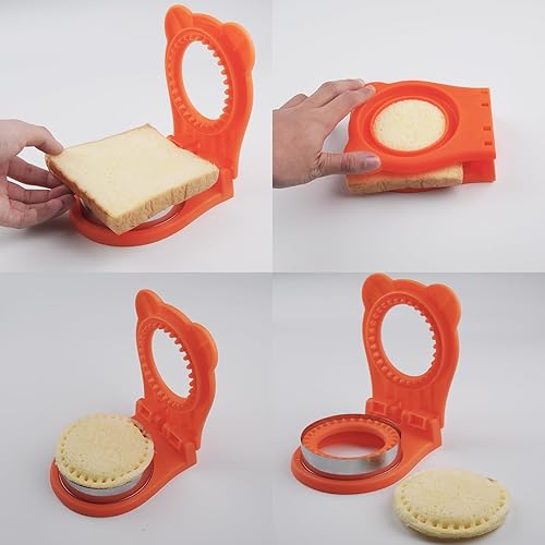 Miniatura 3 de Cortador de sándwich naranja  Perfecto para sándwiches, galletas y creaciones de bricolaje, cortador y sellador de sándwiches, desoxidante de pan
