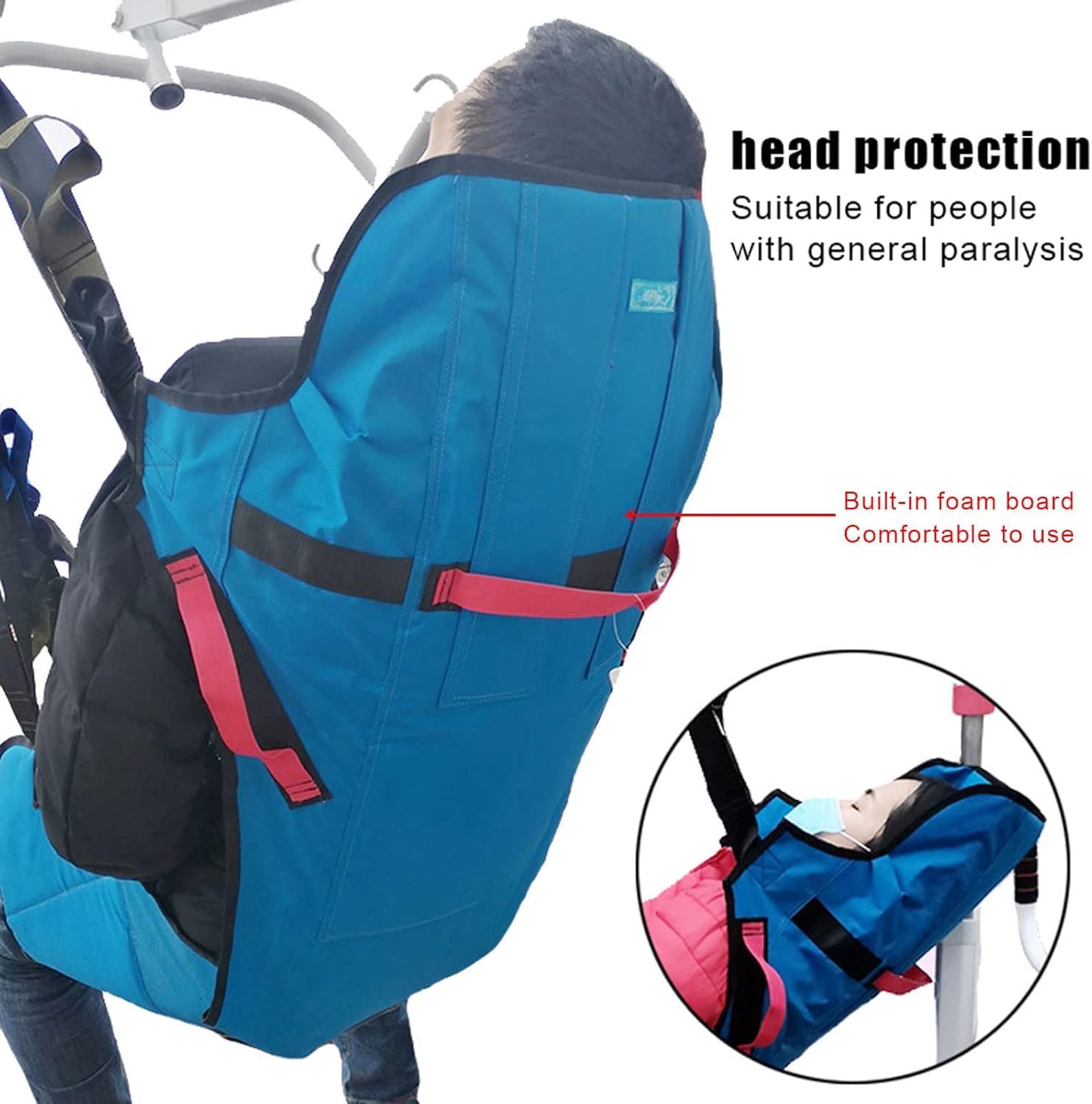 Patientenlifter-hebegurt, Ganzkörper-hebegurt Mit Hüftloch-Design, Hebehilfengurte Mit Kopfstützgriff-Design, Einstellbare Einsatzhöhe, Oxford-stoffmaterial