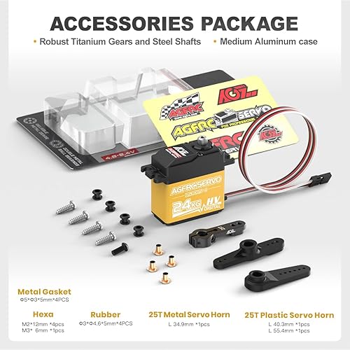 Miniatura 7 de AGFRC Servo de dirección de engranajes metálicos programables de alto par digital de 52.9 lbs para 1/10 RC Car Truck Crawler, 180 ° (B53DHS)