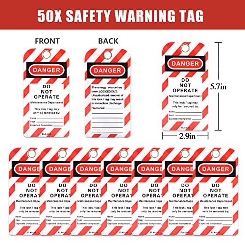 Lockout Tagout Locks Loto Tags Lockout Locks Keyed Different Loto Safety Padlocks Lock Out Tag Out Kit For Lockout Station (50Locks/50Tags, Red) #TOP2