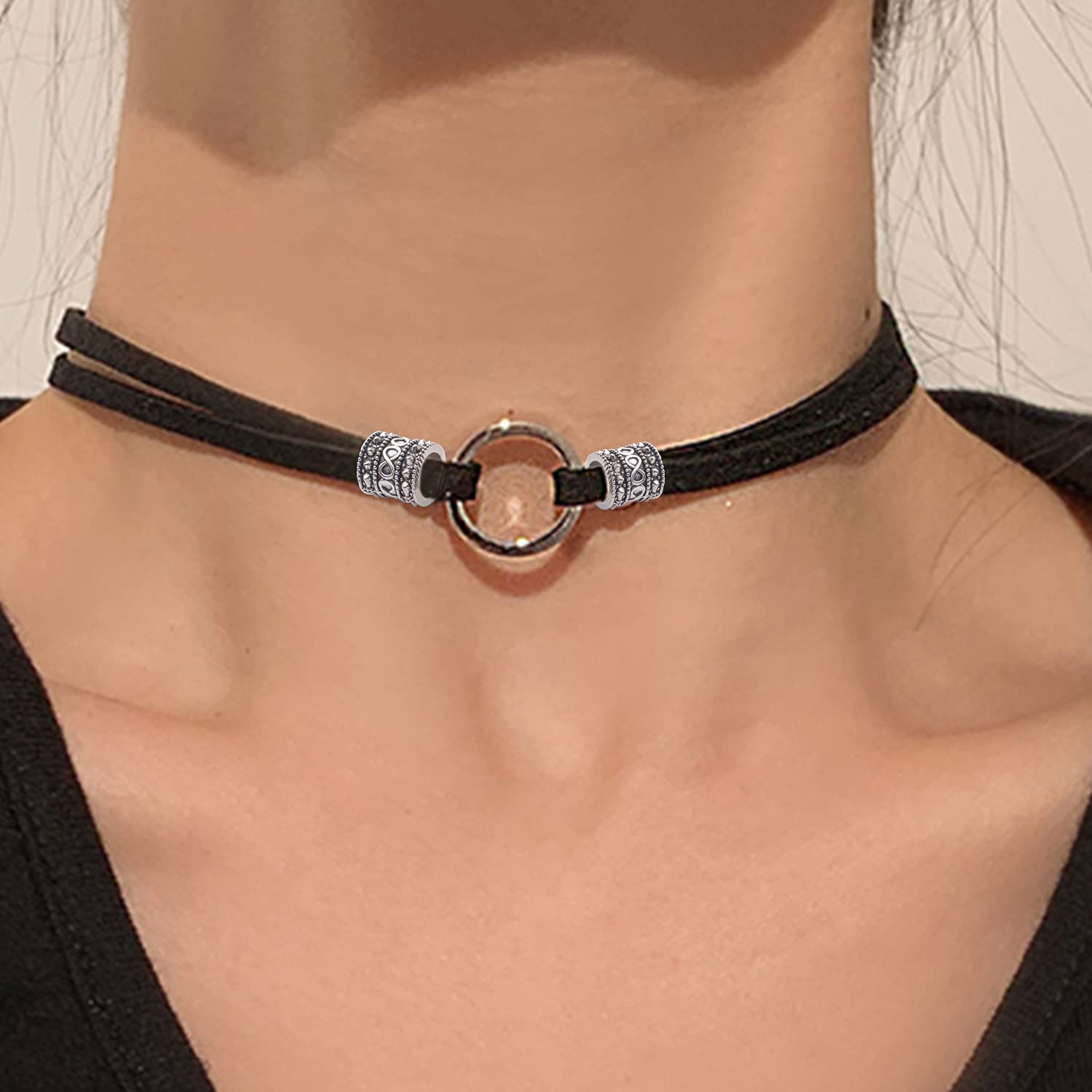 60pcs Tibetan Spacer Beads - Large Hole Rondelle Beads For Jewelry Making (Antique Silver)