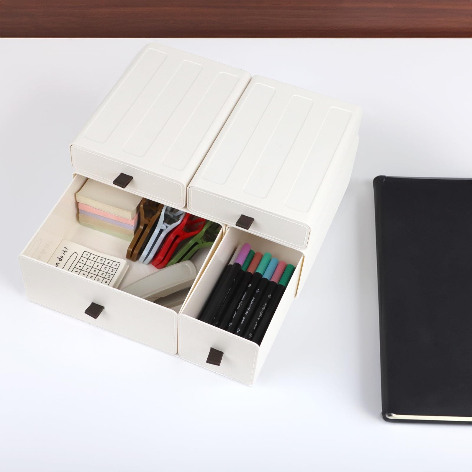 ZEXALOR Weißer Schreibtisch-Organizer mit Schubladen, Kommode, Schreibtisch-Make-up, Nachttisch-Organizer, Aufbewahrungsschublade für kleine Räume, Stifte, Schreibwaren, Kosmetikartikel, Bürobedarf