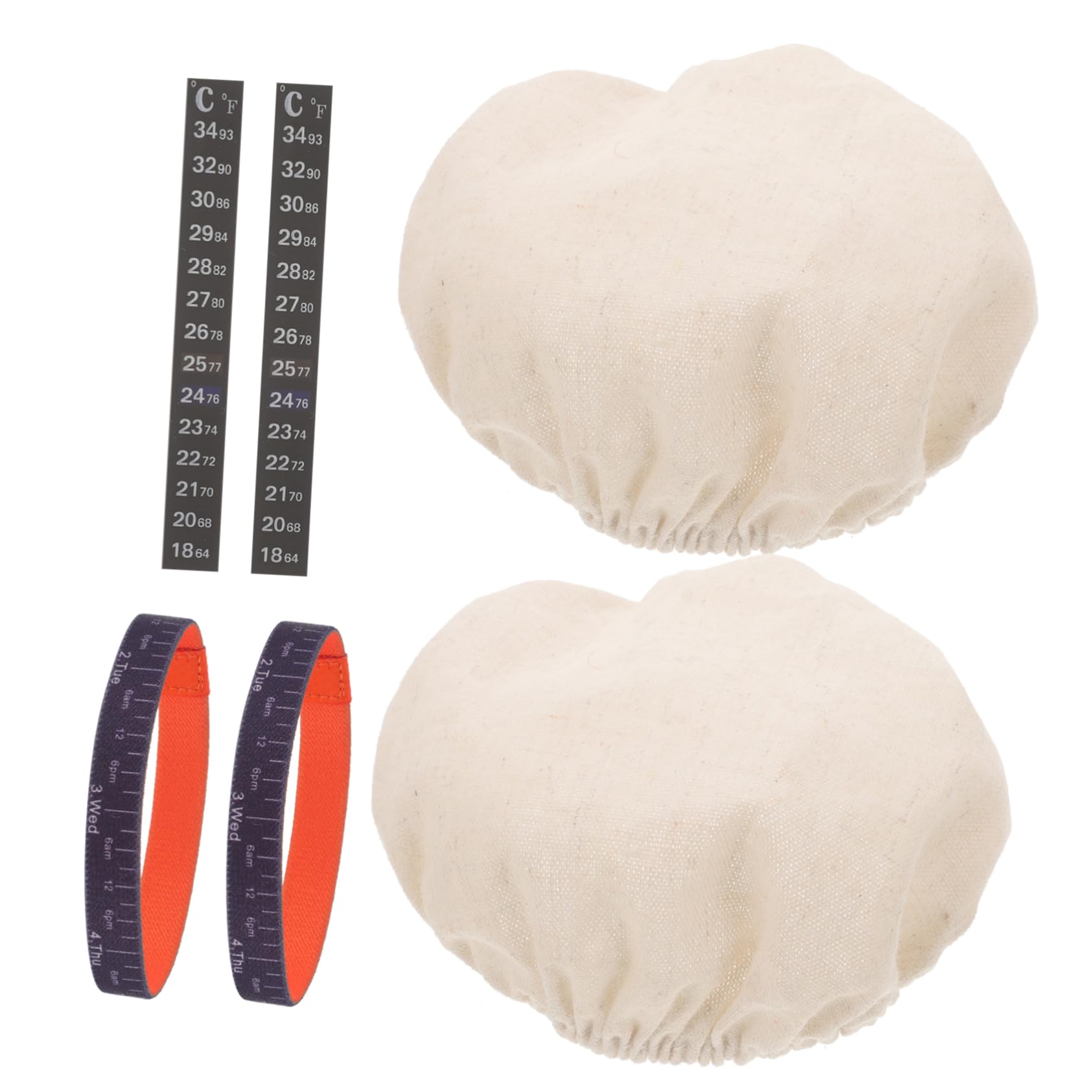 ABOOFAN 2 Sätze Hefefermenter-Set Glas-stoffabdeckung Glasgefäß-zubehör Zubehör Für Sauerteig-startergläser Thermometerstreifen Sauerteig-starterglas-stoffbezug Datumsbänder Baumwolle