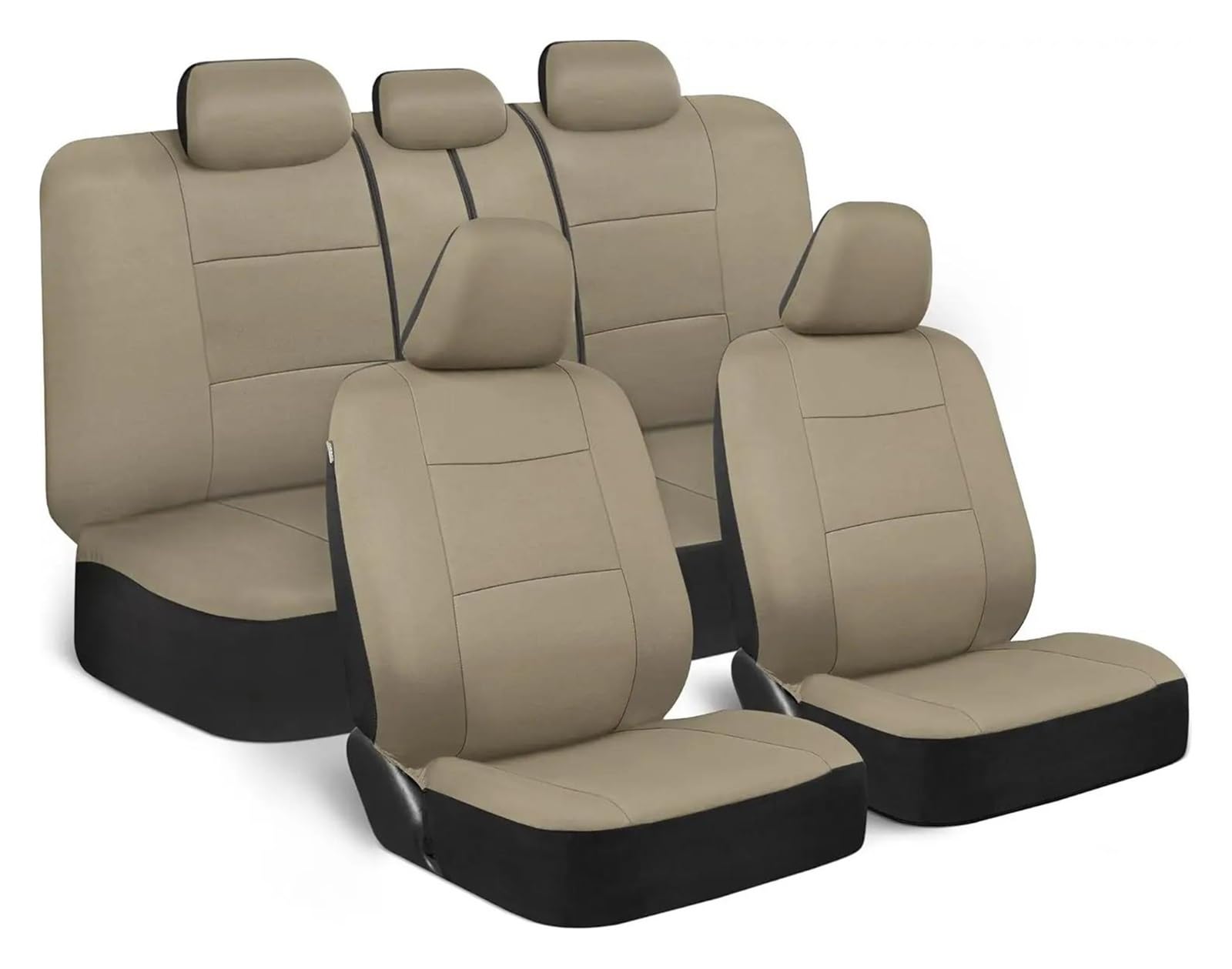 Genérico Fundas Asientos Coche para VW para Golf 5 para GTI Juego Completo Universal Fundas Asiento Automóvil Cuero Impermeables Protector Asiento Coche(Beige)