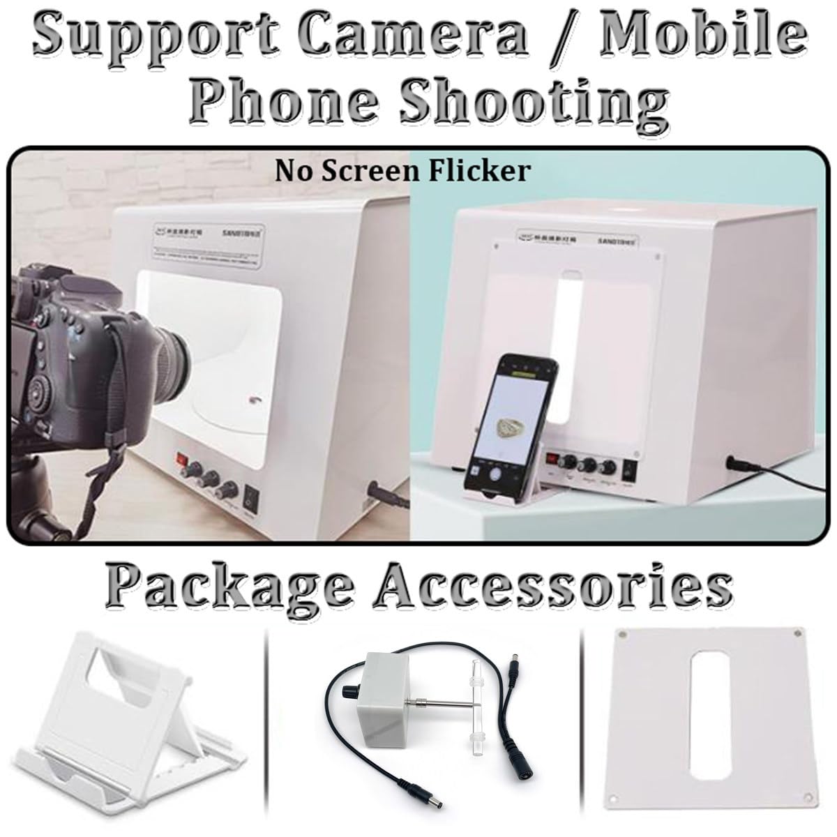 Caja de luz portátil para estudio fotográfico de 22 cm con luz ajustable de 3000 a 5500 K, carpa de luz profesional para fotografía de productos, soporte para colgar o colocar joyas