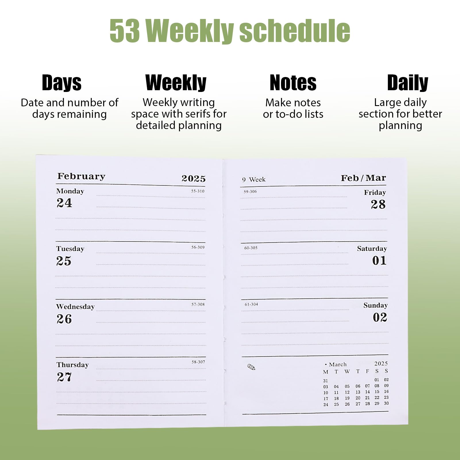 Small Pocket Diary 2025 Week to View,Pocket Diary 2025, A7 Weekly Monthly Daily Week to View Planner with PU Leather Cover, Small Agenda Appointment Book for Academic Journal Diary - Image 4