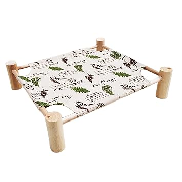 Ali Shipping Pet Cot Bed for Cat Dog Portable Elevated Summer Breathable Puppy Sleep Nest Green Maple Leaf