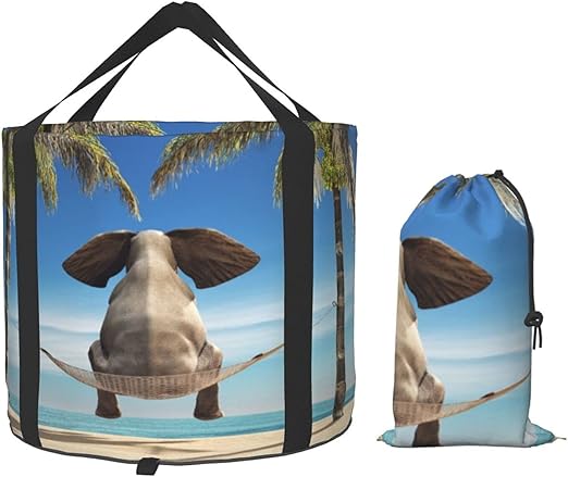 Amazon Co Jp 折りたたみバケツ 足湯用バケツ 泡脚桶 17l ビーチのハンモックに座って海を眺める象 これは3dレンダリングのイラストです 大容量 自立 洗車 キャンプ用バケツ アウトドア 旅行 洗面器 収納袋付き コンパクト スポーツ アウトドア